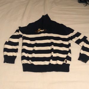 Blue and white striped sweater